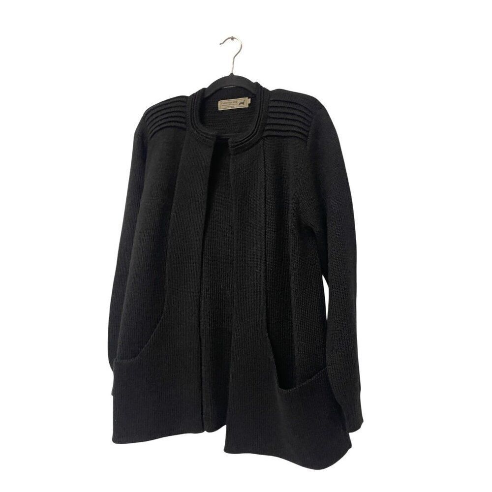 Peruvian Link Womens Sweater One Size Black Knit Alpaca Long Sleeve Cardigan